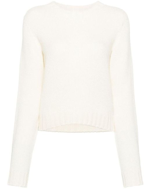 Palm Angels White Logo Wool Blend Sweater