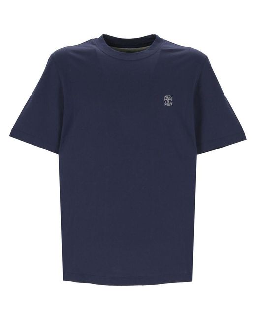 Brunello Cucinelli Blue T-Shirt for men