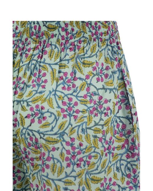 Mc2 Saint Barth Blue Meave - Cotton Shorts With Floral Pattern