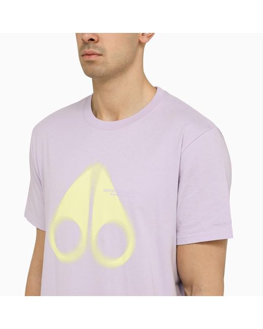 Moose Knuckles Purple Orchid Coloured Cotton T Shirt With Logo Print for men
