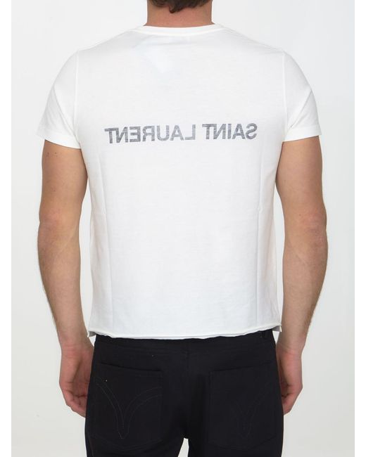 Saint Laurent White Reverse Logo T-shirt for men