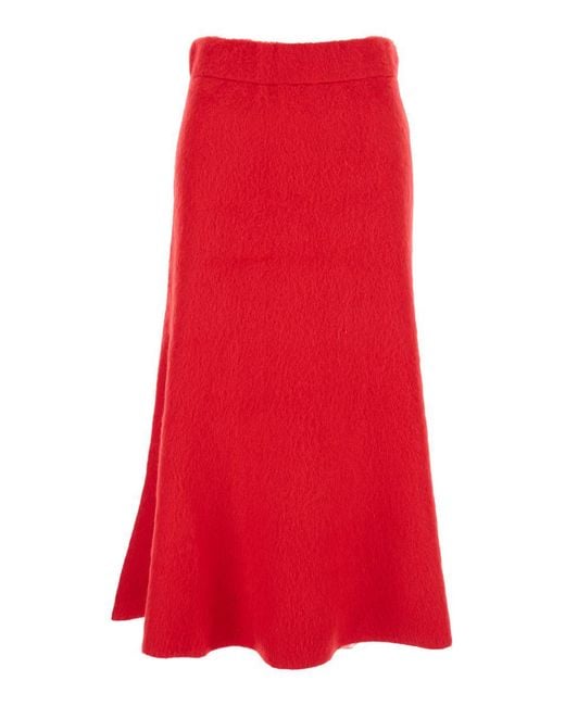 Fabiana Filippi Red Skirt With Hidden Closure And Brushed Effect