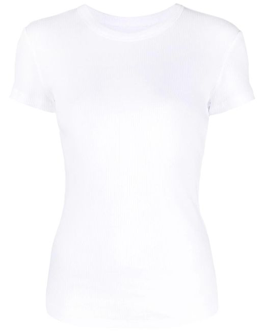 Isabel Marant White Ribbed Cotton T-shirt