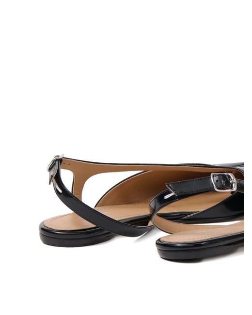 Maison Margiela Black Tabi Leather Ballets