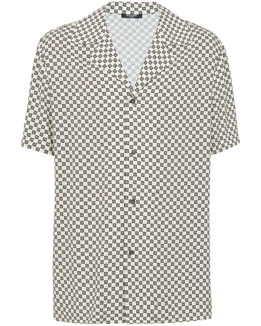Balmain Gray Shirt With Print for men