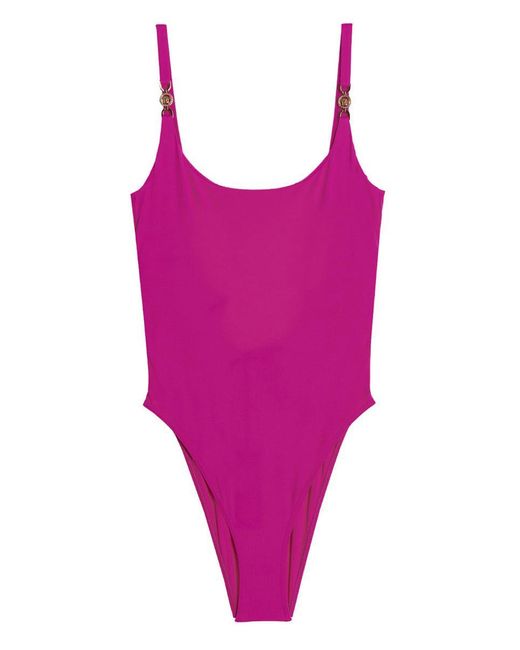 Versace Pink Medusa One-piece Swimsuit Metal Detail