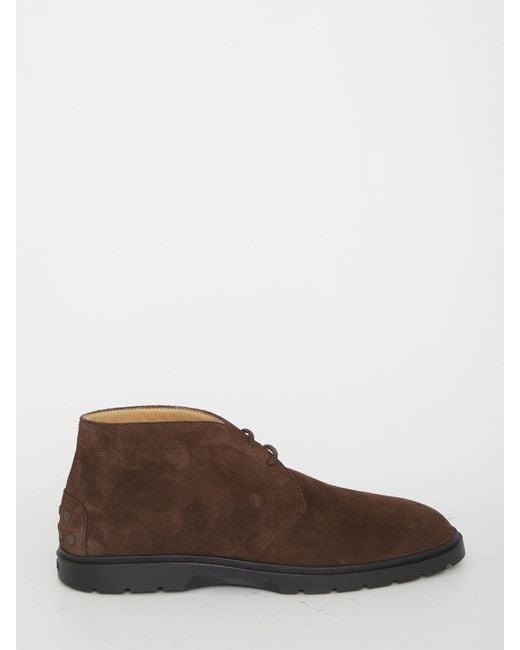 Tod's Brown Desert Boots In Suede for men
