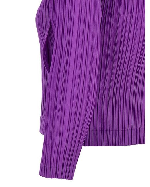 Pleats Please Issey Miyake Purple 'Monthly Colors: August' Cardigan