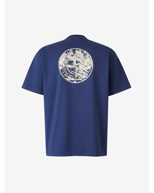 Stone Island Blue Combed Cotton T-Shirt for men