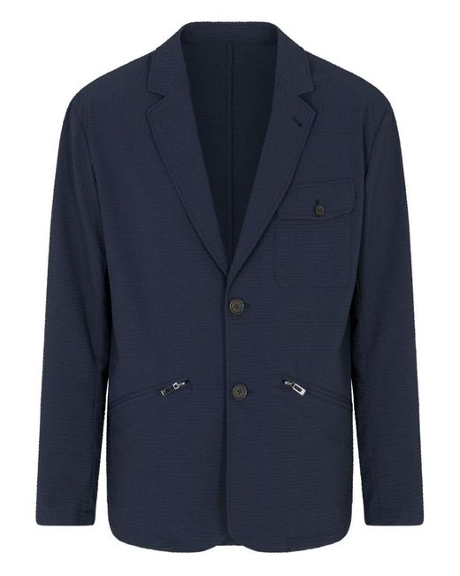 Emporio Armani Blue Single-Breasted Blazer Jacket for men
