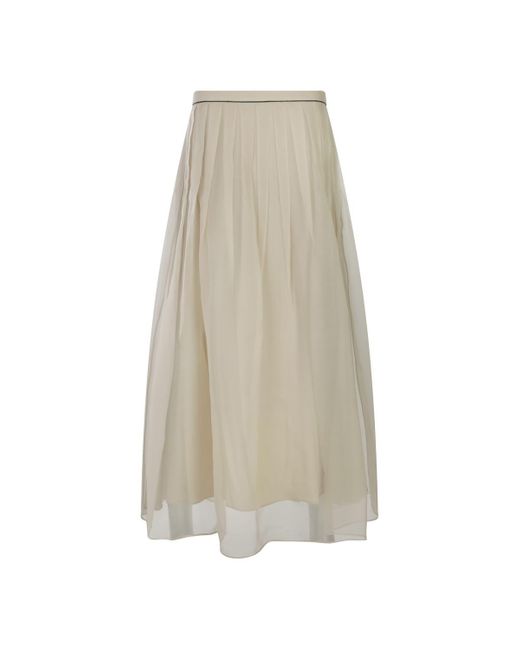 Brunello Cucinelli Natural Light Silk Skirt