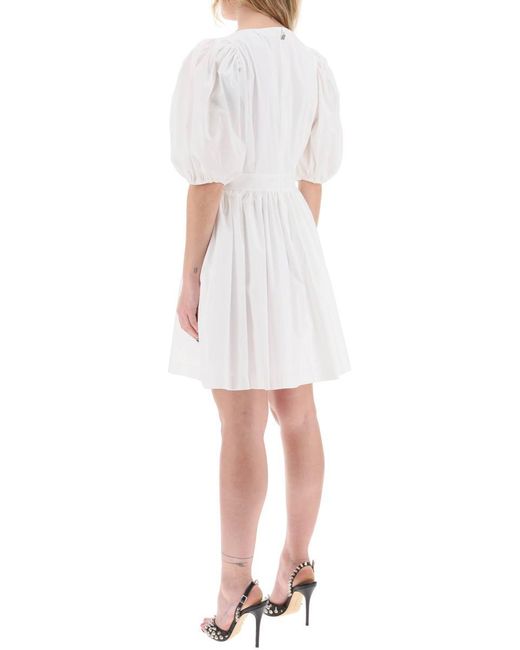 ROTATE BIRGER CHRISTENSEN White Rotate Mini Dress With Balloon Sleeves And Cut-out Details