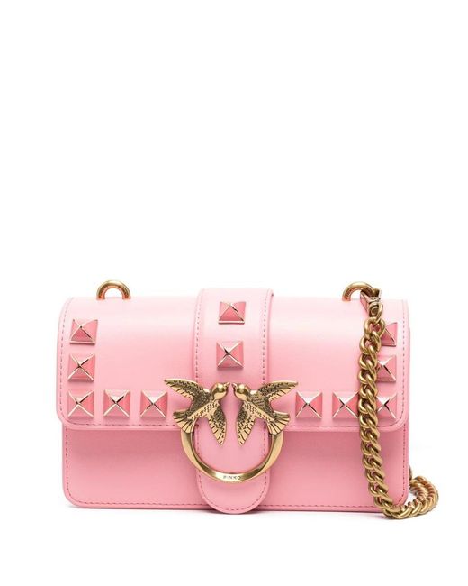 Pinko Pink Logo-plaque Leather Shoulder Bag