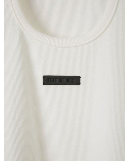 Fear Of God White Ribbed Logo T-Shirt for men