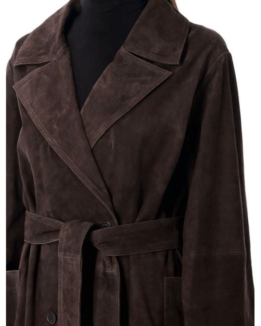 Rohe Black Suede Belted Wrap Coat