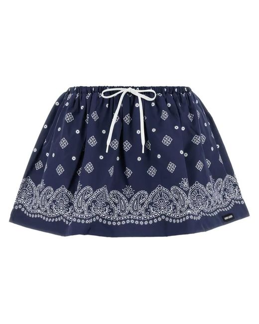 Miu Miu Blue Poplin Mini Skirt