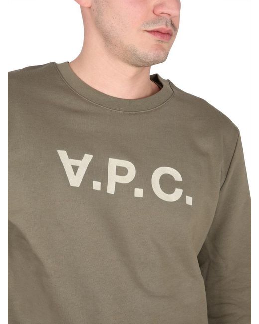 A.P.C. Green Weatshirt With V.p.c Logo for men