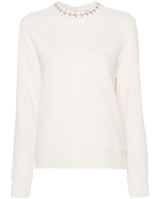 Golden Goose Deluxe Brand White Sweatshirt With Crystal Decoration