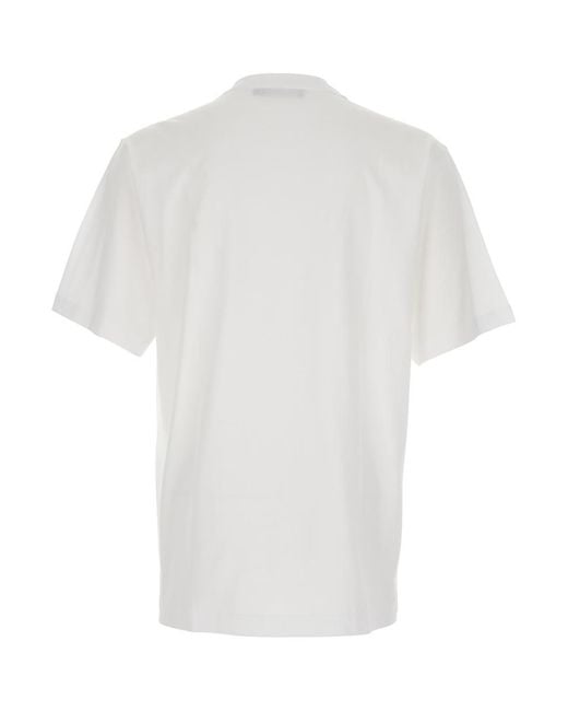 Dolce & Gabbana White Crew Neck T-Shirt With Back Logo Patch for men