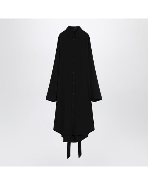 Balenciaga Black Shirt Dress With Intertwined Ribbons