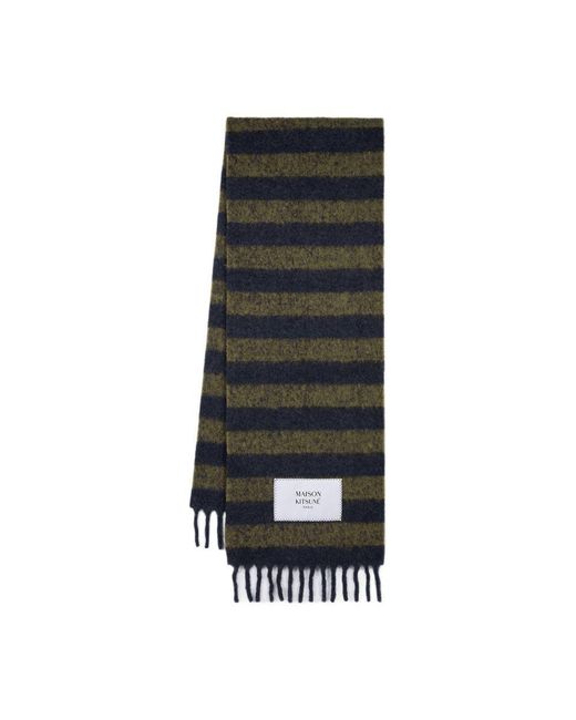 Maison Kitsuné Black Rugby Stripes Scarf