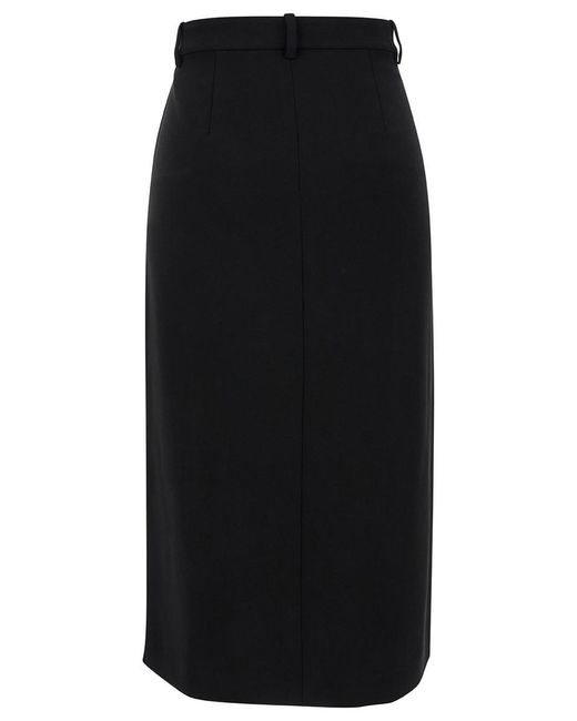 Theory Black Midi Straight Skirt With Front Split