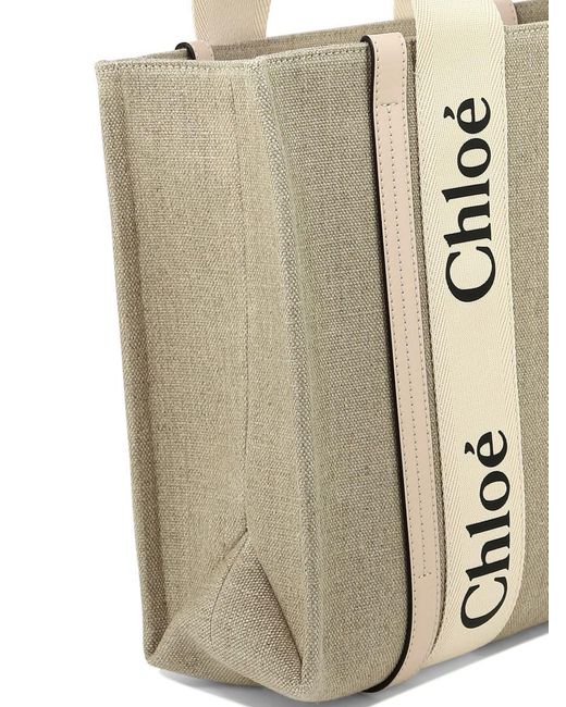 Chloé White "Medium Woody" Tote Bag