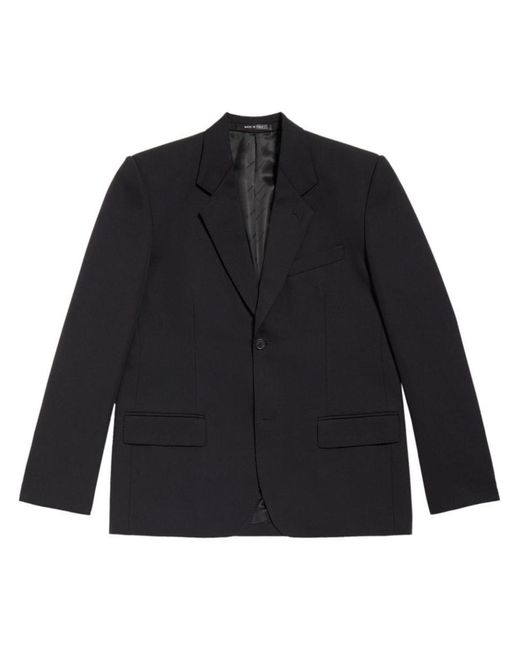 Balenciaga Black Single-breasted Wool Blazer for men