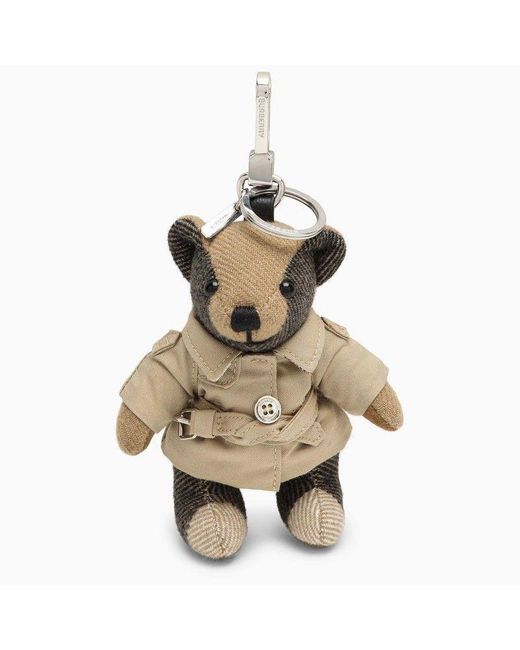 Burberry Metallic Charm Thomas Bear With Trench Coat In Cashmere