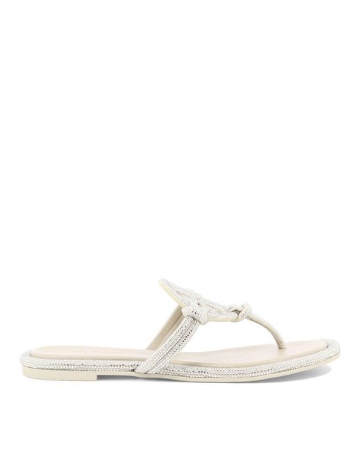 Tory Burch White "miller Knotted Pave" Sandals