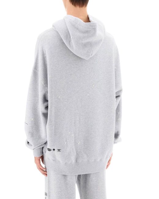Dolce & Gabbana Gray Distressed Effect Hoodie for men