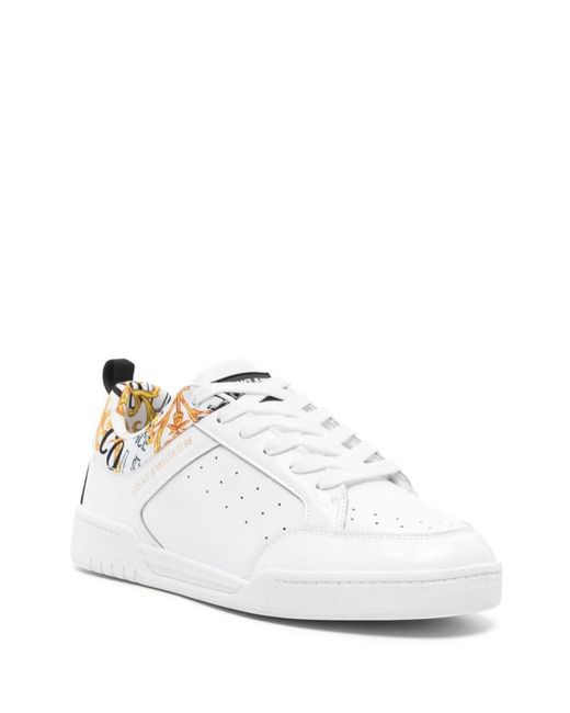 Versace White Brooklyn Patent-leather Sneakers for men