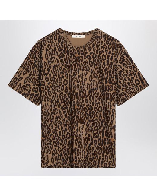 6397 Brown Seamed Perfect Leopard-Print T-Shirt