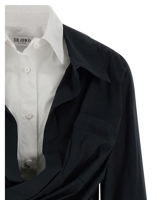 The Attico Black Double Layer Shirt Dress