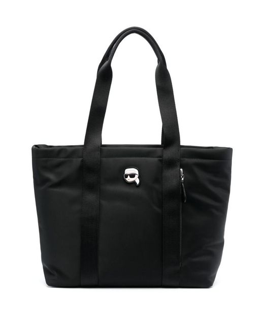 Karl Lagerfeld Black Ikonik Zip-top Tote Bag