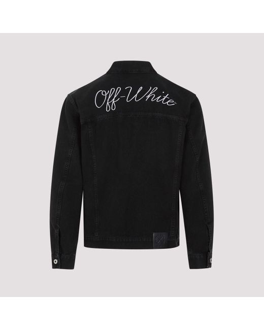 Off-White c/o Virgil Abloh Black Off- Logo-Embroidered Denim Jacket for men