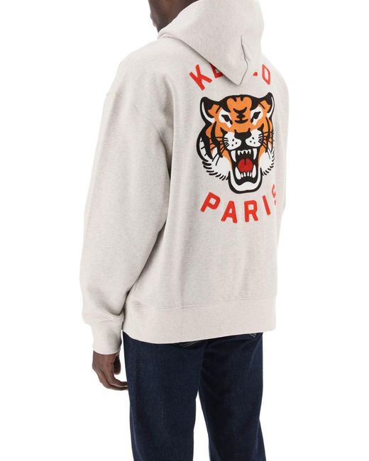 KENZO White Luky Tiger Hoodie for men