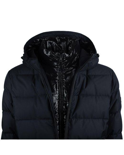 Fay Double Front Down Jacket In Gabardine Technical Blue for men