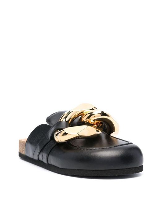 J.W. Anderson Black Chain Loafer Mules