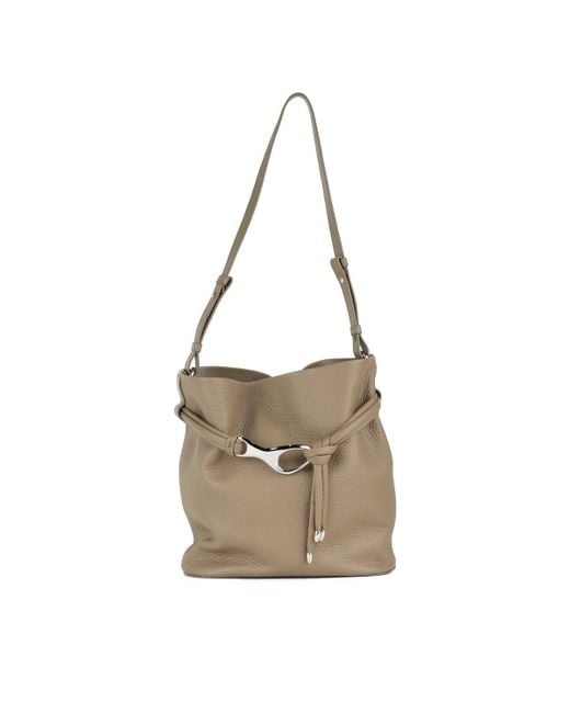 Orciani Natural Dori Soft Leather Shoulder Bucket Bag With Shoulder Strap