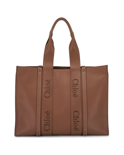 Chloé Brown Woody Large Leather Tote
