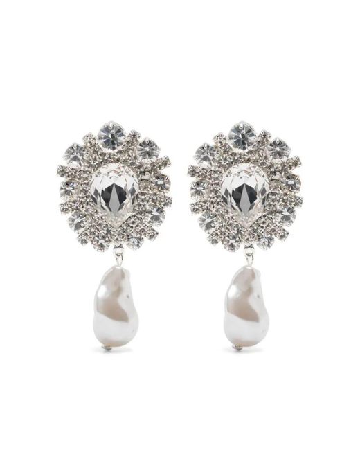Magda Butrym White Crystal-embellished Clip-on Earrings