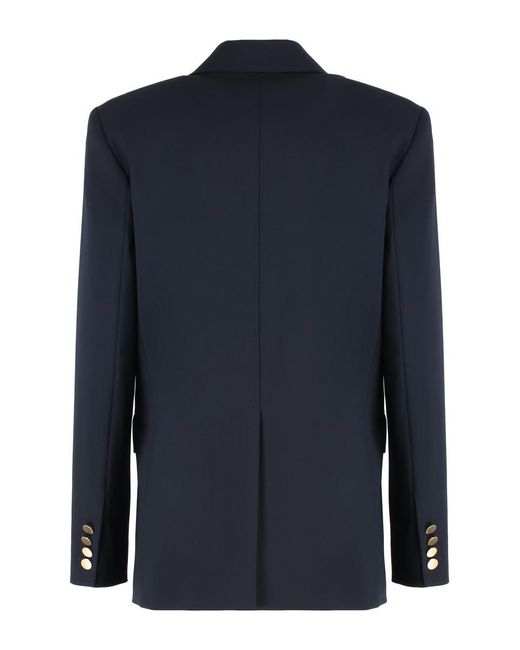 Max Mara Blue Edicola Double-Breasted Wool Blazer
