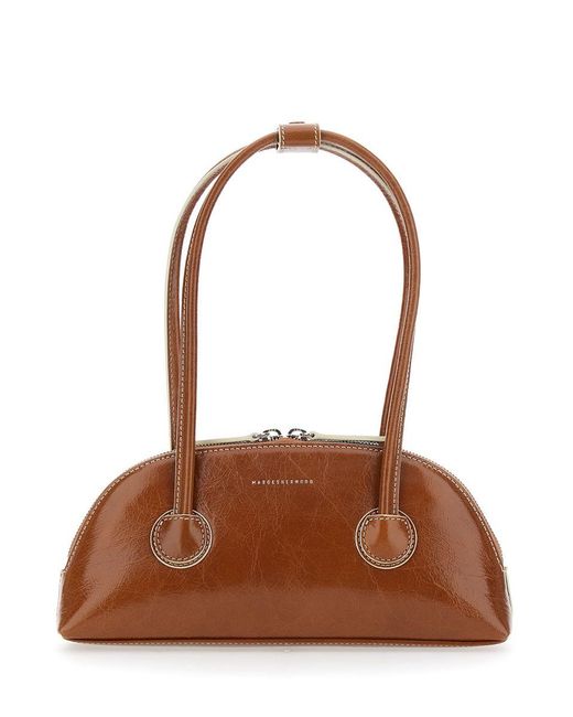 MARGE SHERWOOD Brown 'Bessette' Shoulder Bag With Logo On The Front And Double Zip