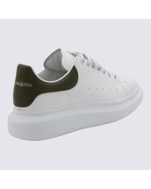 Alexander McQueen Gray White And Khaki Leather Oversized Sneakers for men