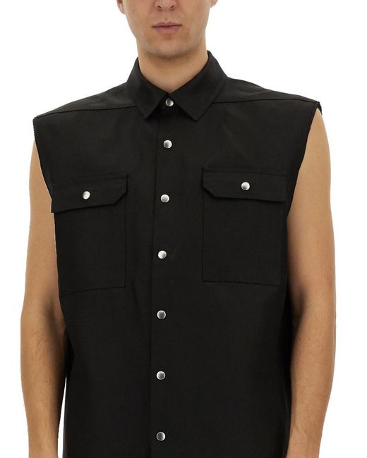 Rick Owens Black Sleeveless Outershirt Jumbo for men