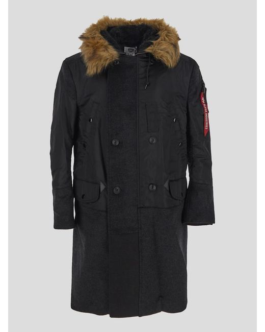 Junya Watanabe Black Hooded Coat for men