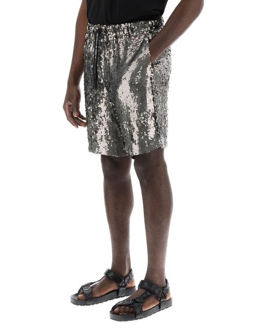 Dries Van Noten Gray Piperi Sequin Bermuda Shorts for men