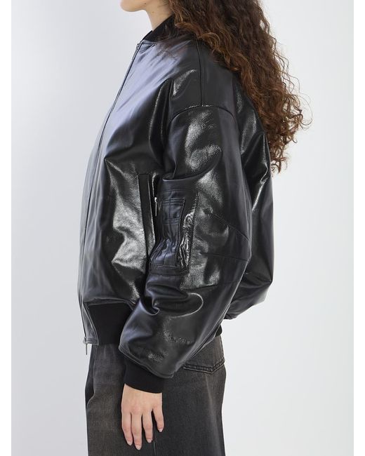 Salvatore Santoro Black Leather Bomber Jacket