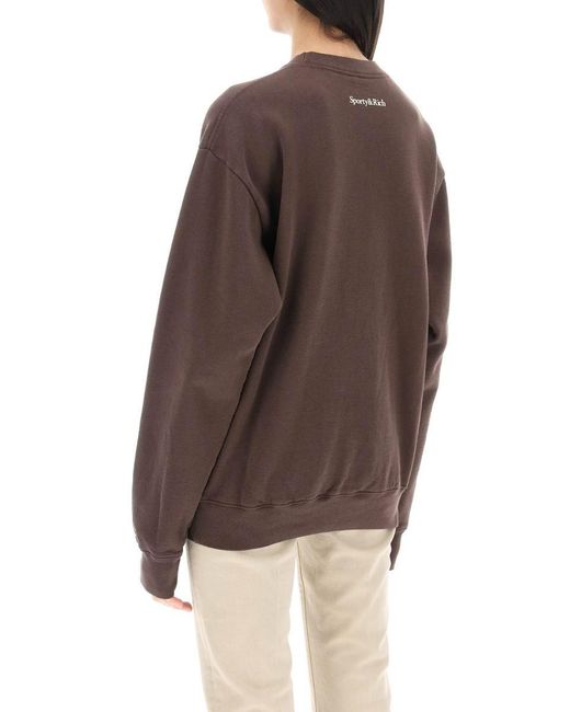 Sporty & Rich Sporty Rich Crew-neck Sweatshirt With Lettering Print in  Brown | Lyst